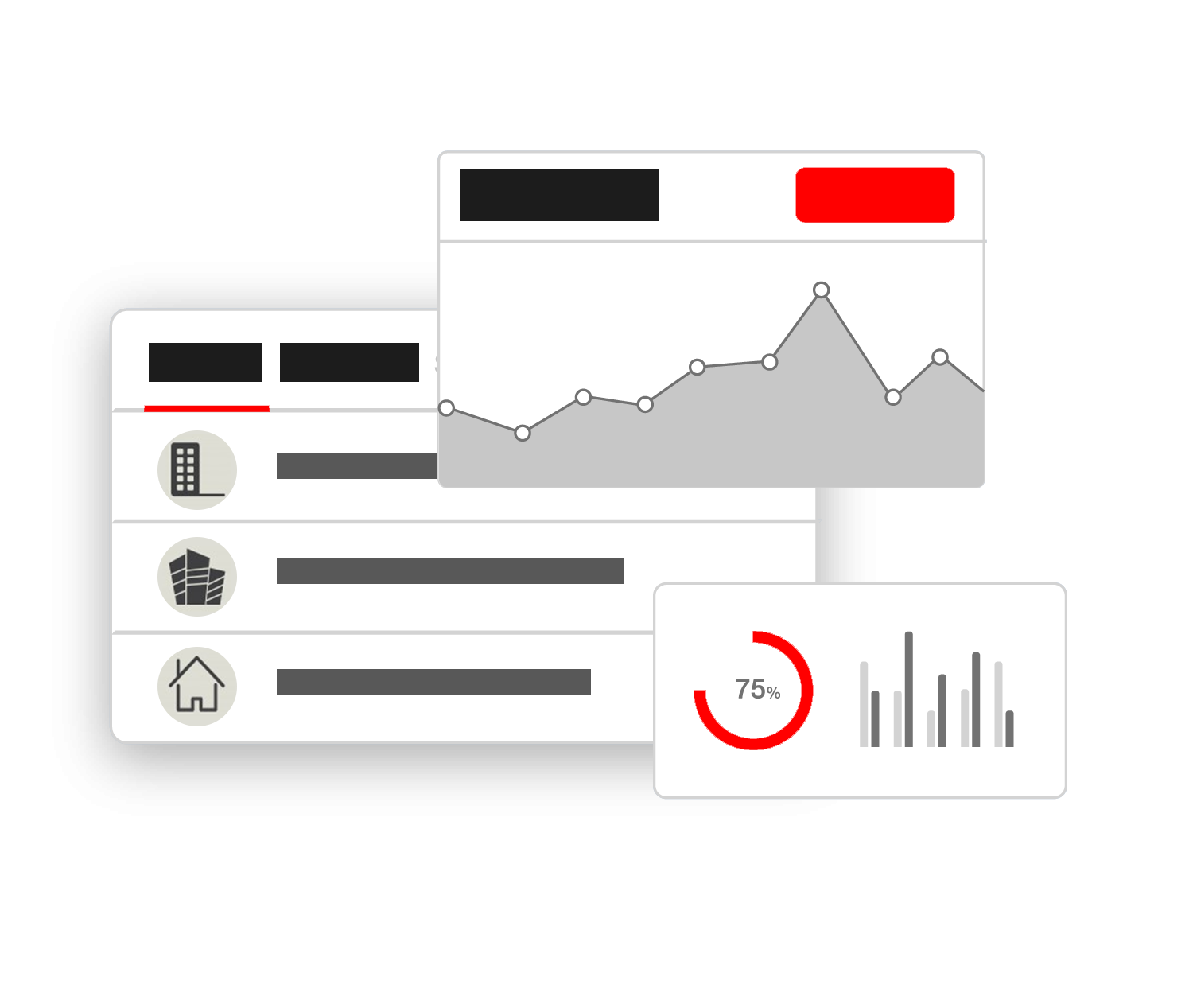 Symbolische Diagramme zum Sachwertverfahren der Immobilienbewertung